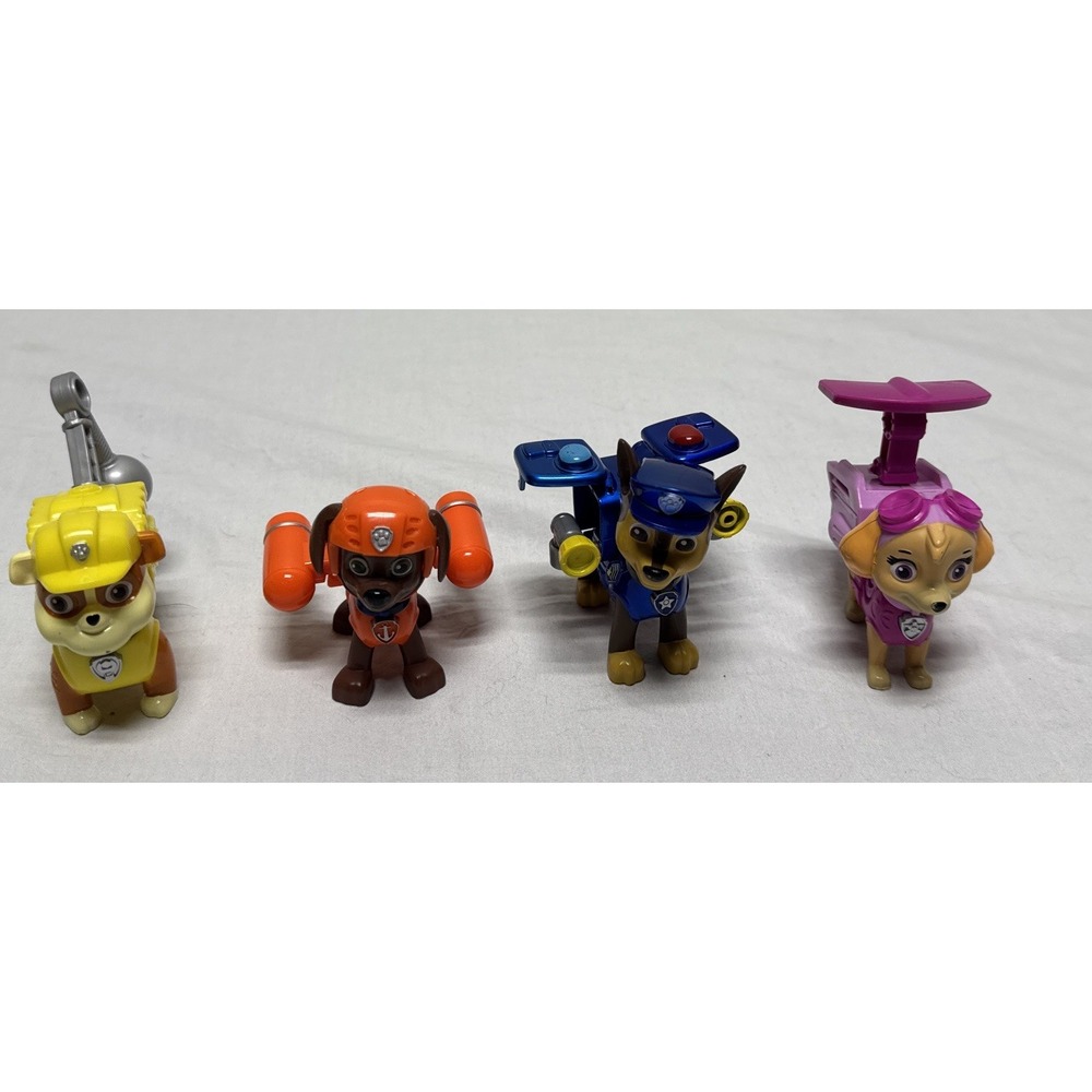 Paw Patrol Lot of 4 Figures Action Pack Pups Nickelodeon Rubble Skye Chase Zuma